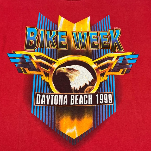 Vtg Daytona Bike Week Mens Biker T-Shirt XL 90s Red Double Sided Motorcycle A2 - Picture 4 of 9